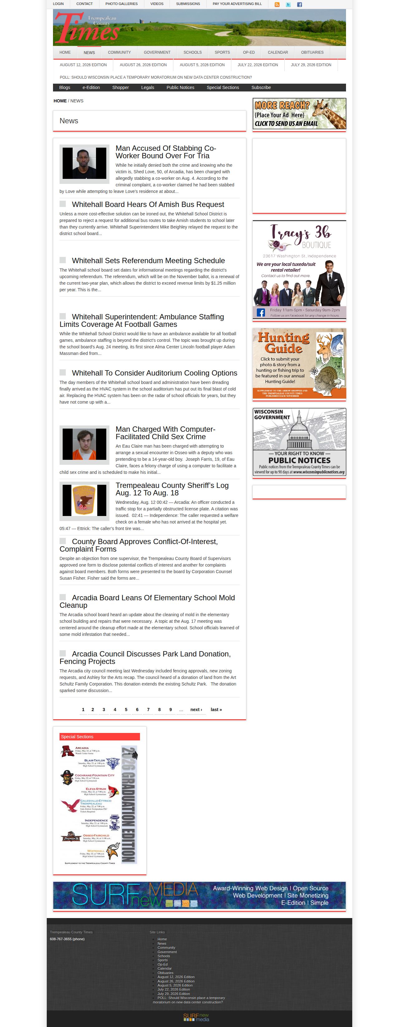 Trempealeau County crime news and Sheriff Log source index